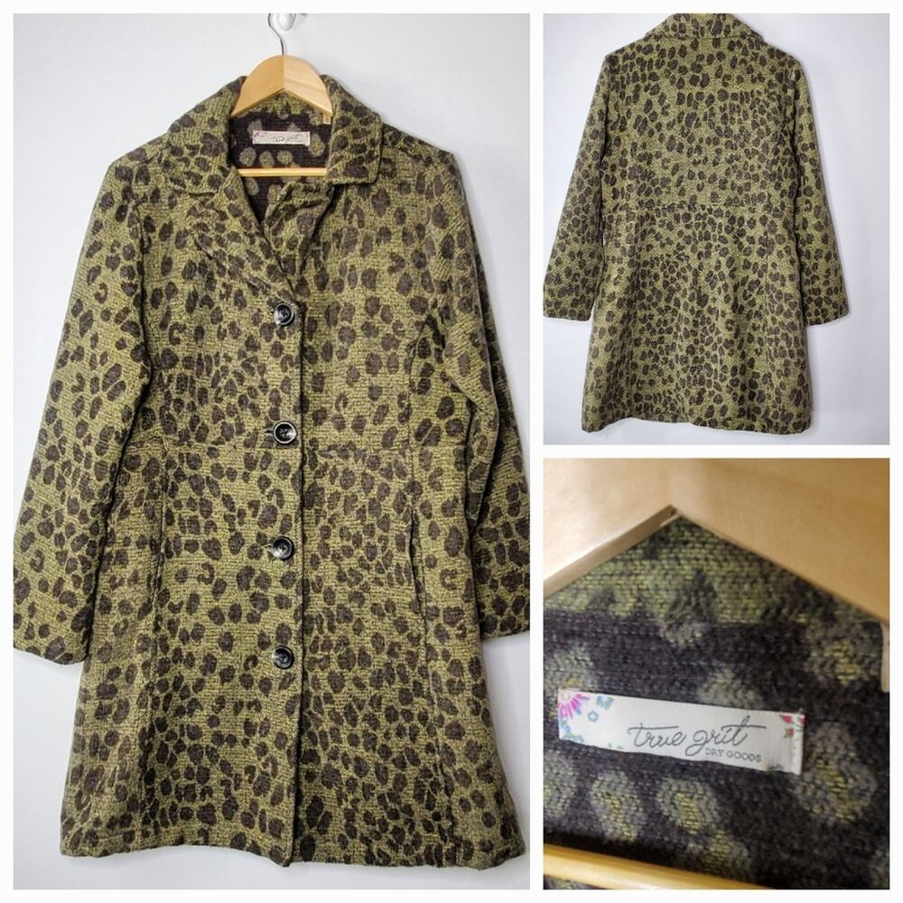 True Grit Dry Goods Animal Print longline soft coat Size Large Great condition